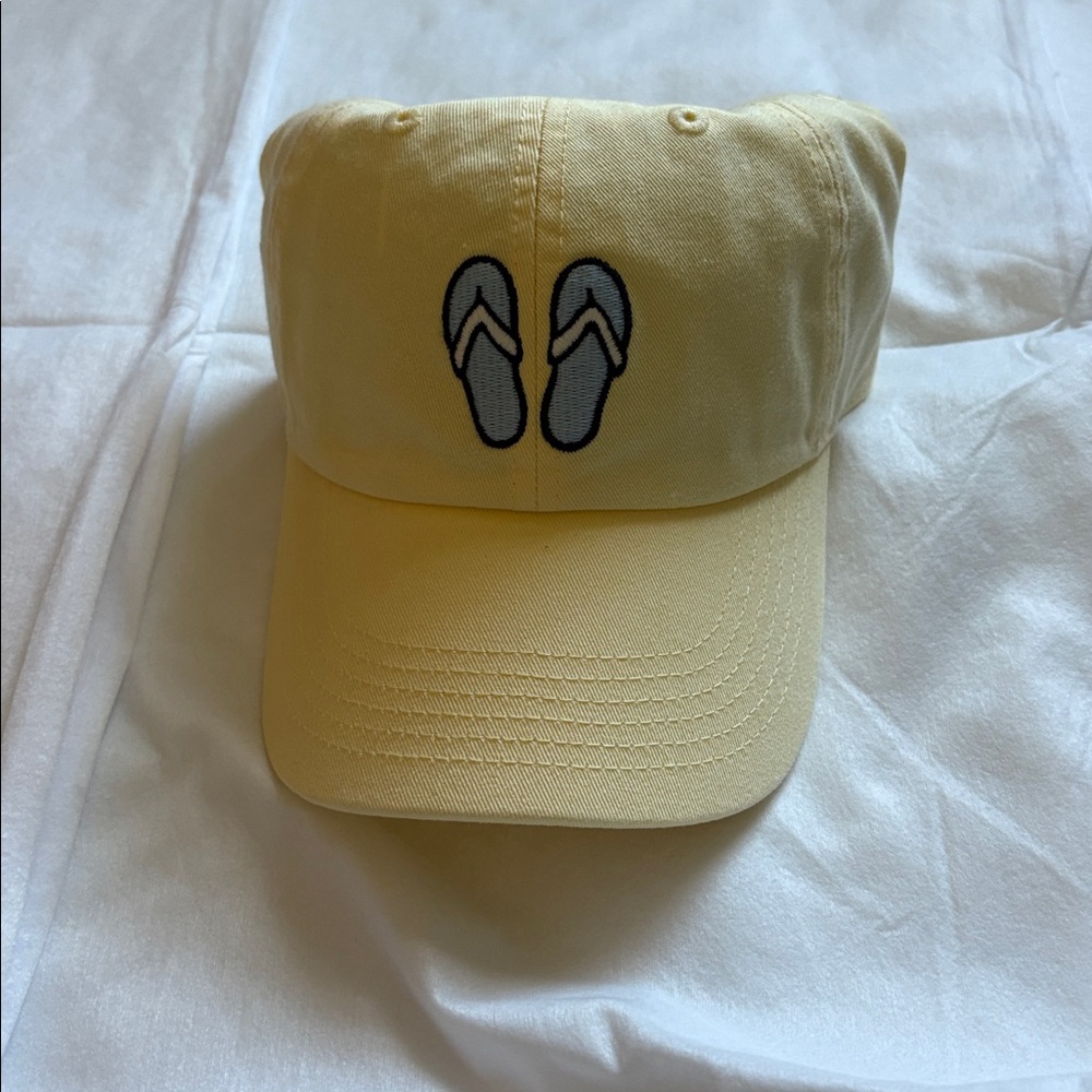 Life is Good. Yellow Baseball Cap with Flip Flop Embroidery. NWT